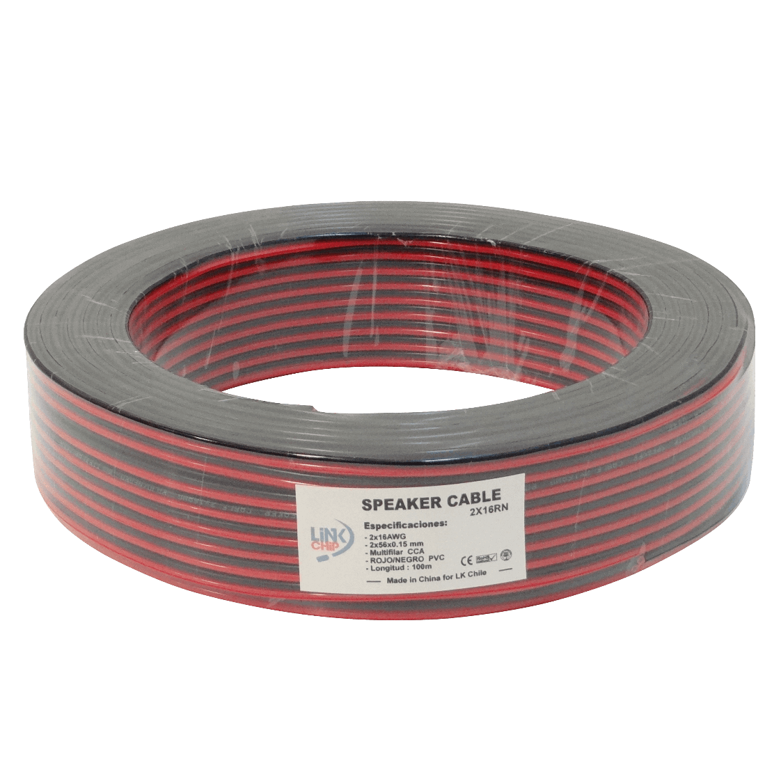 2X16RN. ROJO-NEGRO 2X16AWG CCA 2X1,0MM2 100MT CABLE PARALELO MULTIF 56X0,15MM