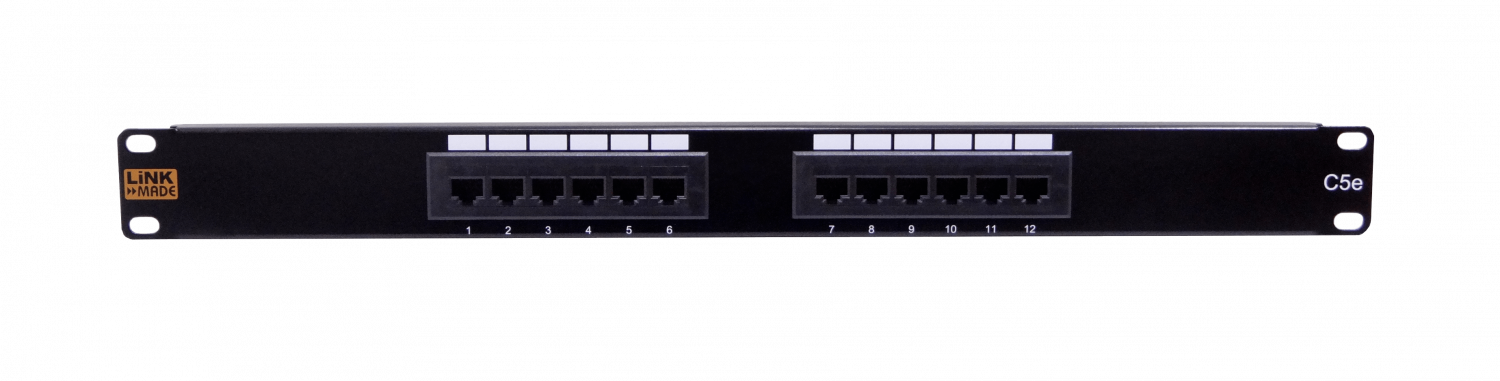 LINKMADE 12-RJ45 CAT5E UTP PATCH PANEL 1U UL CERTIFIC