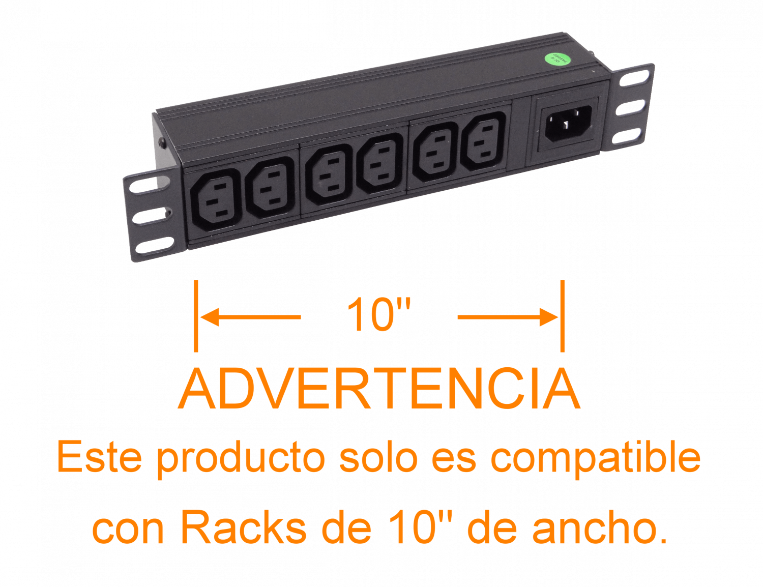 PDU 10A ENCHUFES 6-HEMBRA-C13 1-MACHO-C14 RACK-10-PULGADAS SIN-CABLE