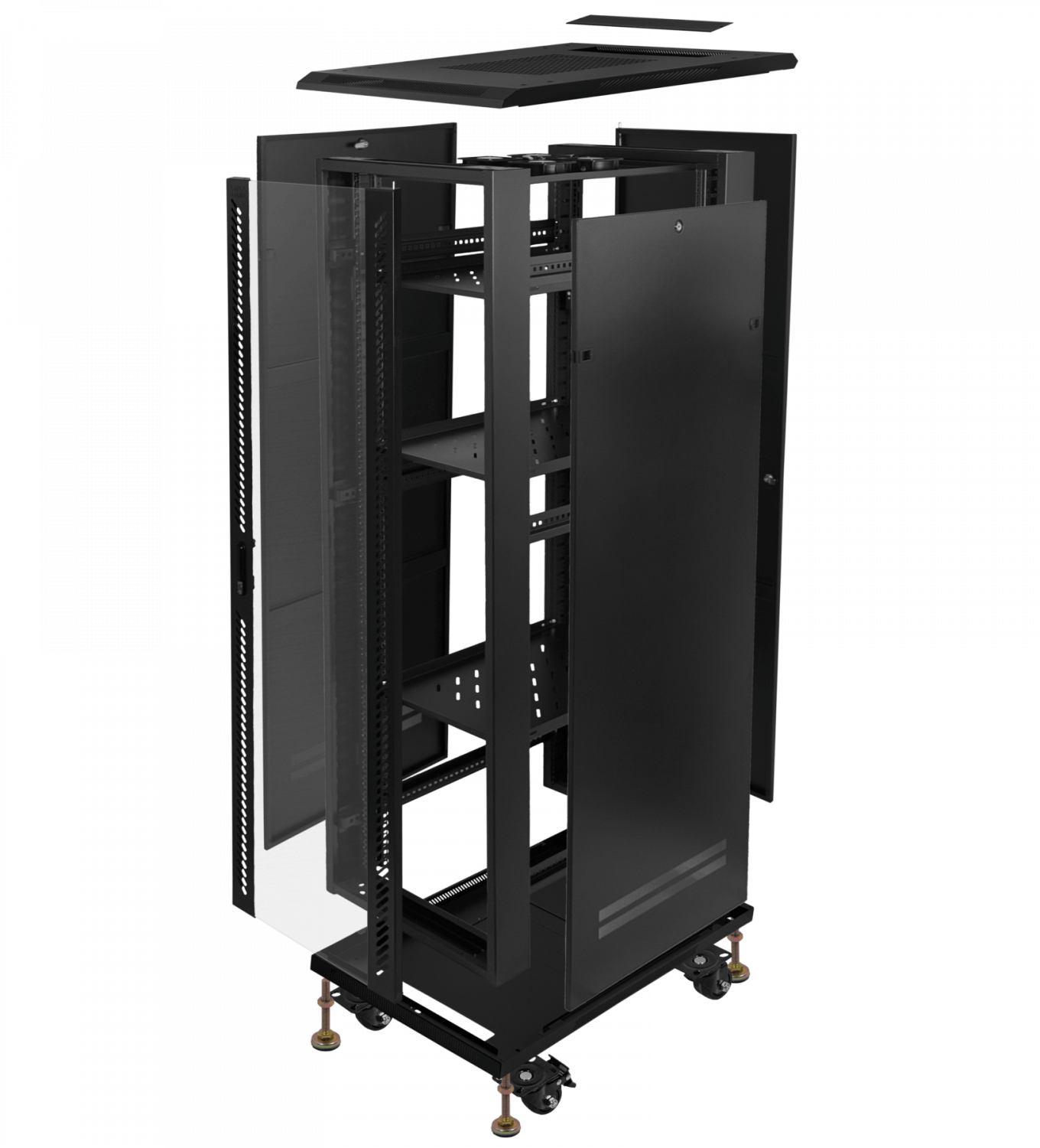 RK42-10VLD. GABINETE DESARMADO 42U 1000MM RACK 100CM-FONDO C/PDU-VENT-BANDEJAS PU