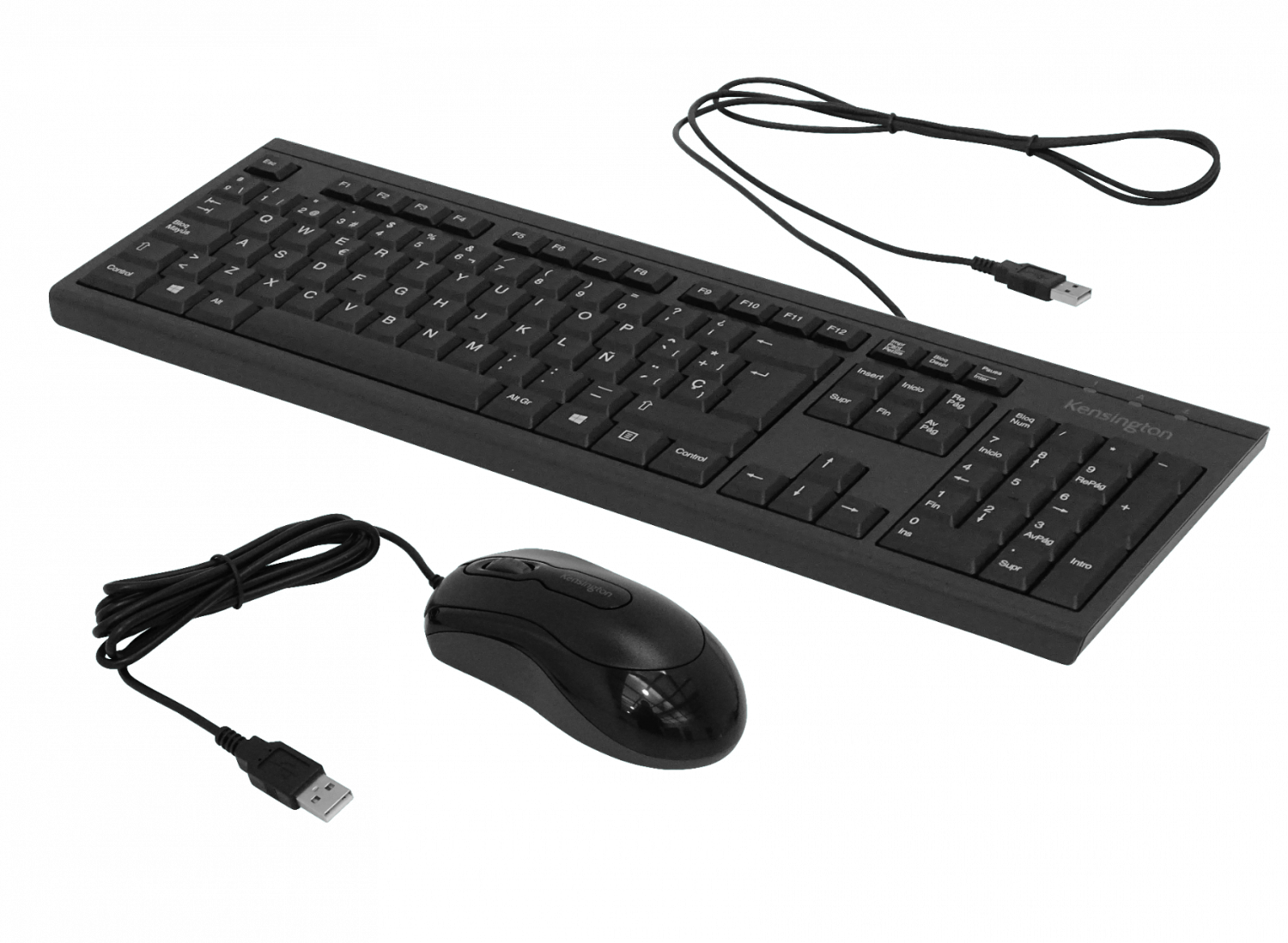 KENSINGTON TECLADO Y MOUSE CABLE RESISTENTE ANTIDERRAMES USB-AM NEGRO